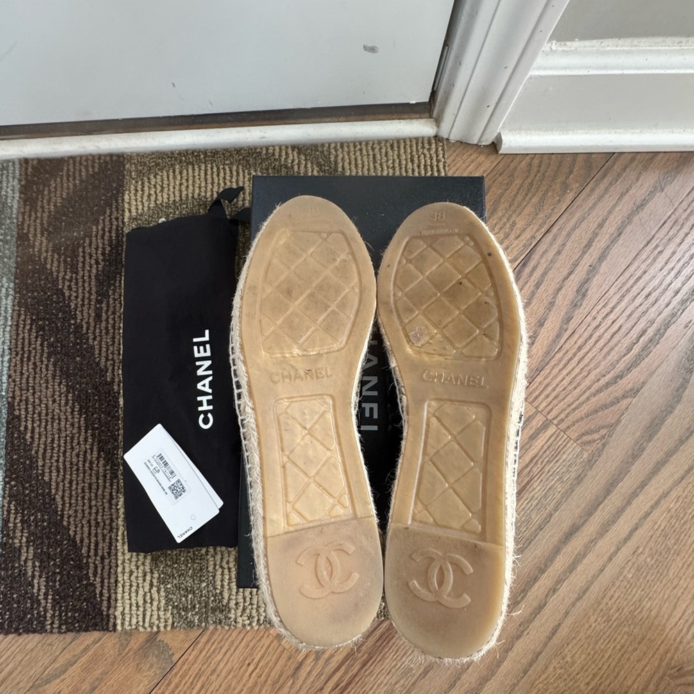 Chanel Black & Silver Espadrille Flats - Picture 7 of 8